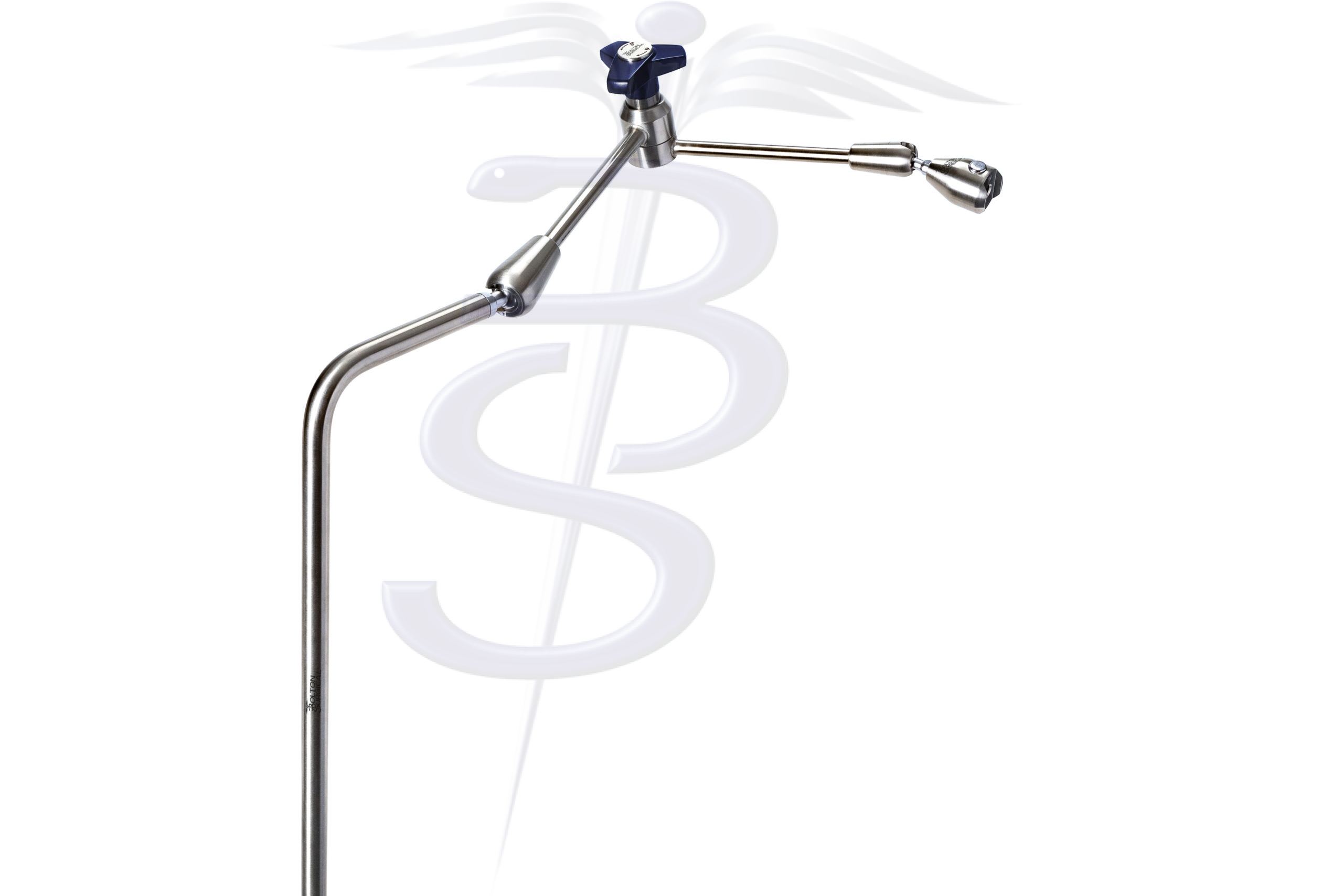 Bolton Holder and Positioner Extended Arm – Extended Reach Right Angle Adjustable Post overall height 503mm with an overall length (reach) of 746mm and quick release mechanism - Bolton Surgical