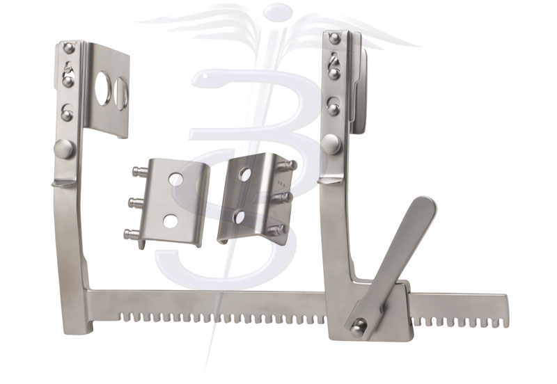 Burford Finochietto Rib Spreader with 2 Sets of Detachable Blades 65mm Wide x 45mm Deep & 65mm Wide x 70mm Deep - Bolton Surgical